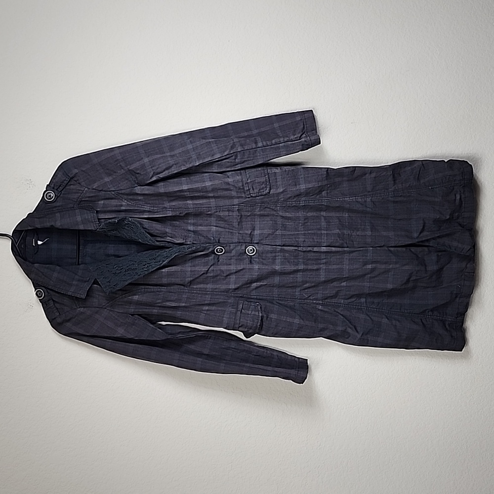 Free People Retro Plaid Lace Blazer Coat Jacket - Picture 4 of 11